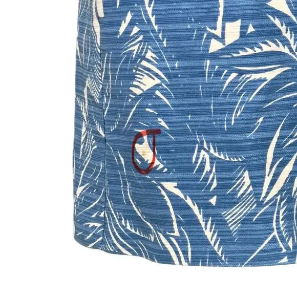 Tory Burch Gulf Shore Tabora Blue & Cream Linen Blend Sheath Mini Dress SZ M - Picture 11 of 13